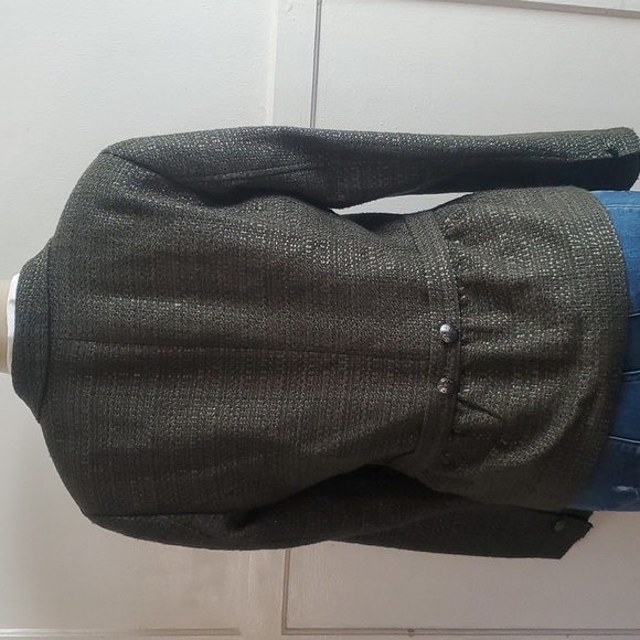 Coldwater Creek Olive Green Textured Tweed Wool Blend ButtonUp Blazer Jacket Sz8 - Picture 6 of 11